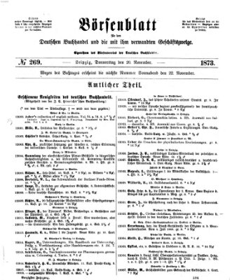 Börsenblatt für den deutschen Buchhandel Donnerstag 20. November 1873