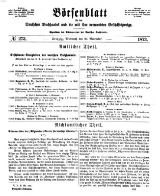 Börsenblatt für den deutschen Buchhandel Mittwoch 26. November 1873