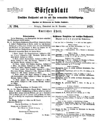 Börsenblatt für den deutschen Buchhandel Samstag 20. Dezember 1873