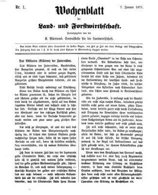 Wochenblatt für Land- und Forstwirthschaft Samstag 7. Januar 1871