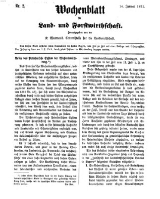 Wochenblatt für Land- und Forstwirthschaft Samstag 14. Januar 1871