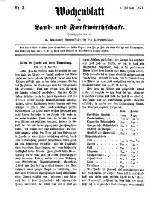 Wochenblatt für Land- und Forstwirthschaft Samstag 4. Februar 1871