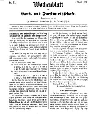 Wochenblatt für Land- und Forstwirthschaft Samstag 1. April 1871