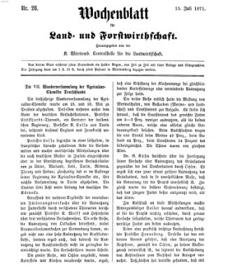 Wochenblatt für Land- und Forstwirthschaft Samstag 15. Juli 1871