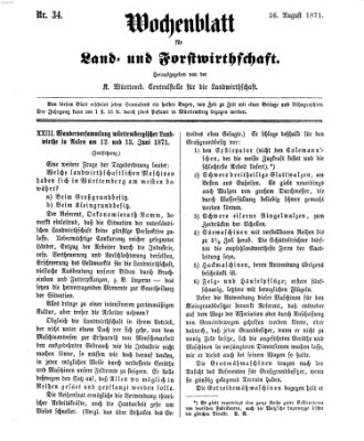 Wochenblatt für Land- und Forstwirthschaft Samstag 26. August 1871