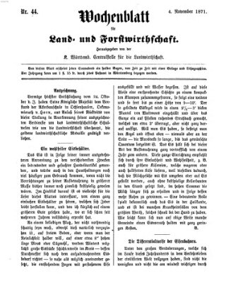 Wochenblatt für Land- und Forstwirthschaft Samstag 4. November 1871