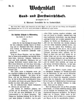 Wochenblatt für Land- und Forstwirthschaft Samstag 13. Januar 1872