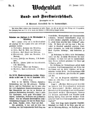 Wochenblatt für Land- und Forstwirthschaft Samstag 27. Januar 1872