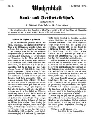 Wochenblatt für Land- und Forstwirthschaft Samstag 3. Februar 1872