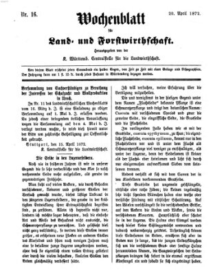 Wochenblatt für Land- und Forstwirthschaft Samstag 20. April 1872