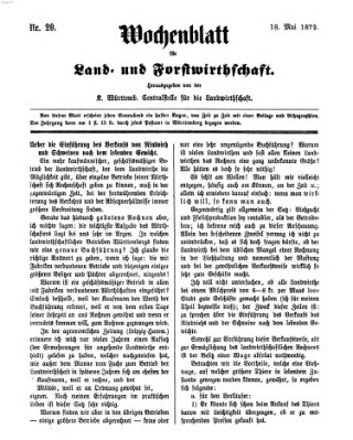 Wochenblatt für Land- und Forstwirthschaft Samstag 18. Mai 1872