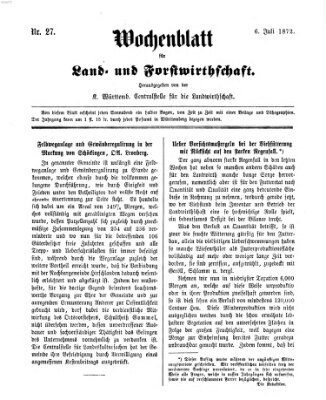 Wochenblatt für Land- und Forstwirthschaft Samstag 6. Juli 1872