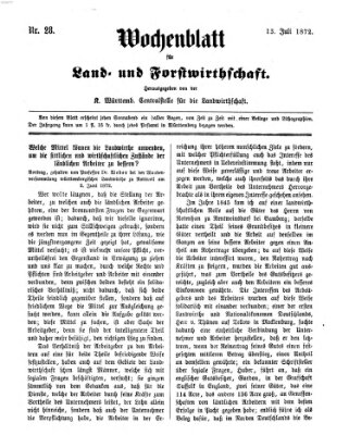 Wochenblatt für Land- und Forstwirthschaft Samstag 13. Juli 1872