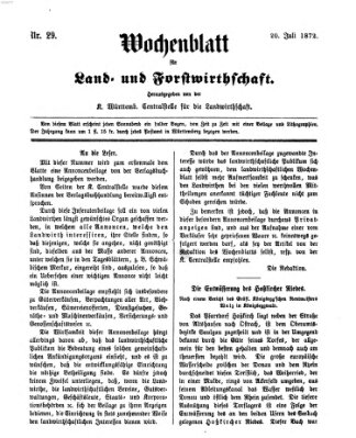 Wochenblatt für Land- und Forstwirthschaft Samstag 20. Juli 1872