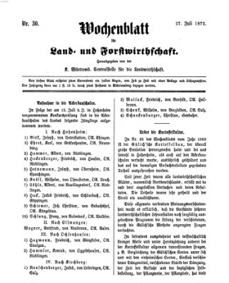 Wochenblatt für Land- und Forstwirthschaft Samstag 27. Juli 1872