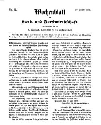 Wochenblatt für Land- und Forstwirthschaft Samstag 10. August 1872