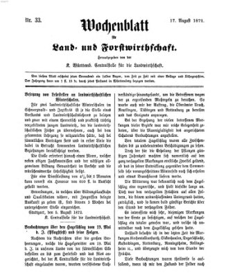 Wochenblatt für Land- und Forstwirthschaft Samstag 17. August 1872