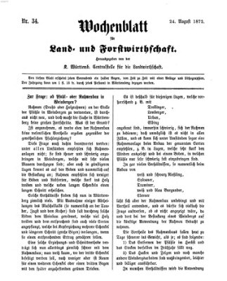 Wochenblatt für Land- und Forstwirthschaft Samstag 24. August 1872