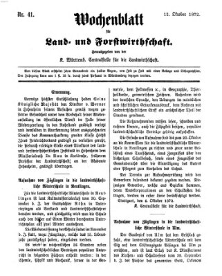 Wochenblatt für Land- und Forstwirthschaft Samstag 12. Oktober 1872