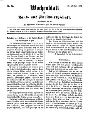 Wochenblatt für Land- und Forstwirthschaft Samstag 19. Oktober 1872