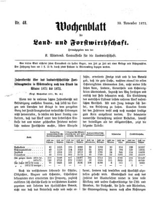 Wochenblatt für Land- und Forstwirthschaft Samstag 30. November 1872