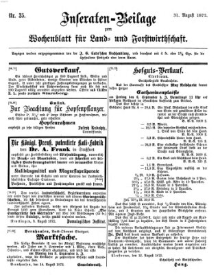 Wochenblatt für Land- und Forstwirthschaft Samstag 31. August 1872