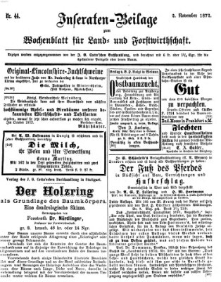 Wochenblatt für Land- und Forstwirthschaft Samstag 2. November 1872