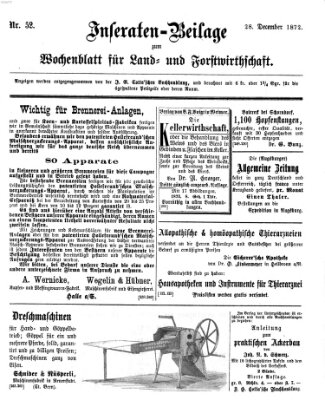 Wochenblatt für Land- und Forstwirthschaft Samstag 28. Dezember 1872