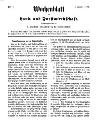 Wochenblatt für Land- und Forstwirthschaft Samstag 4. Januar 1873