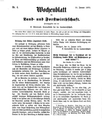 Wochenblatt für Land- und Forstwirthschaft Samstag 25. Januar 1873