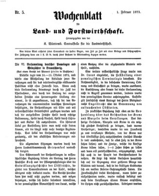 Wochenblatt für Land- und Forstwirthschaft Samstag 1. Februar 1873