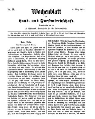 Wochenblatt für Land- und Forstwirthschaft Samstag 8. März 1873