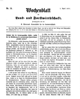 Wochenblatt für Land- und Forstwirthschaft Samstag 5. April 1873