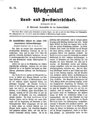 Wochenblatt für Land- und Forstwirthschaft Samstag 14. Juni 1873