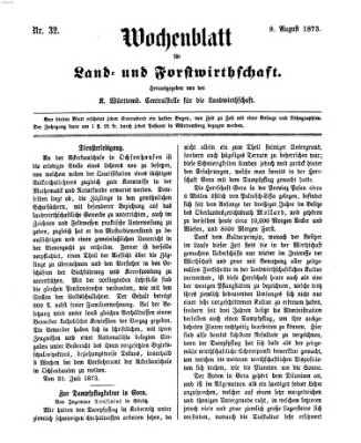 Wochenblatt für Land- und Forstwirthschaft Samstag 9. August 1873