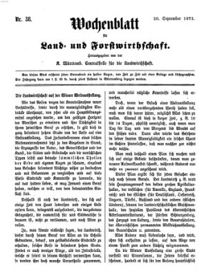 Wochenblatt für Land- und Forstwirthschaft Samstag 20. September 1873