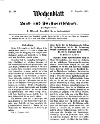 Wochenblatt für Land- und Forstwirthschaft Donnerstag 13. November 1873