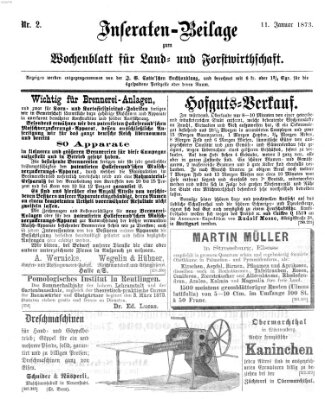 Wochenblatt für Land- und Forstwirthschaft Samstag 11. Januar 1873