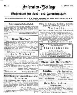 Wochenblatt für Land- und Forstwirthschaft Samstag 8. Februar 1873