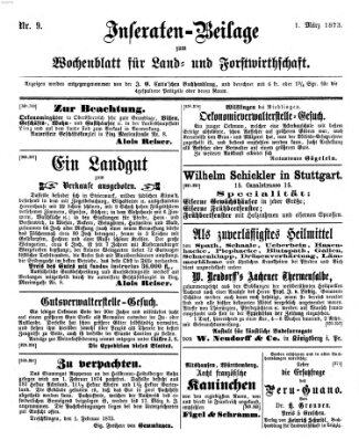 Wochenblatt für Land- und Forstwirthschaft Samstag 1. März 1873
