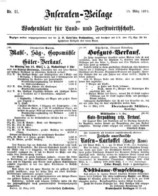 Wochenblatt für Land- und Forstwirthschaft Samstag 15. März 1873