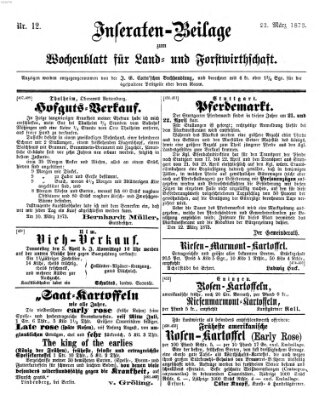 Wochenblatt für Land- und Forstwirthschaft Samstag 22. März 1873