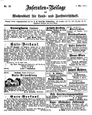 Wochenblatt für Land- und Forstwirthschaft Samstag 3. Mai 1873