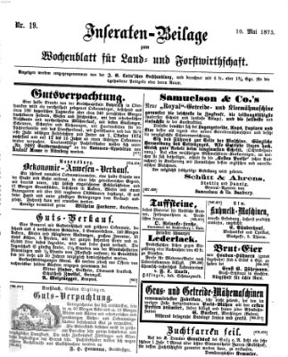 Wochenblatt für Land- und Forstwirthschaft Samstag 10. Mai 1873