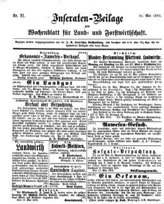 Wochenblatt für Land- und Forstwirthschaft Samstag 24. Mai 1873