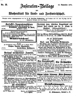 Wochenblatt für Land- und Forstwirthschaft Samstag 20. September 1873