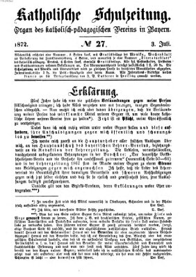 Katholische Schulzeitung (Bayerische Schulzeitung) Mittwoch 3. Juli 1872