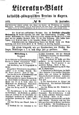 Katholische Schulzeitung (Bayerische Schulzeitung) Mittwoch 25. September 1872