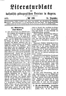 Katholische Schulzeitung (Bayerische Schulzeitung) Mittwoch 25. Dezember 1872