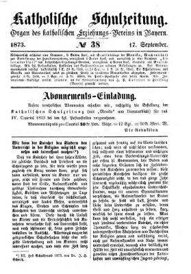 Katholische Schulzeitung (Bayerische Schulzeitung) Mittwoch 17. September 1873